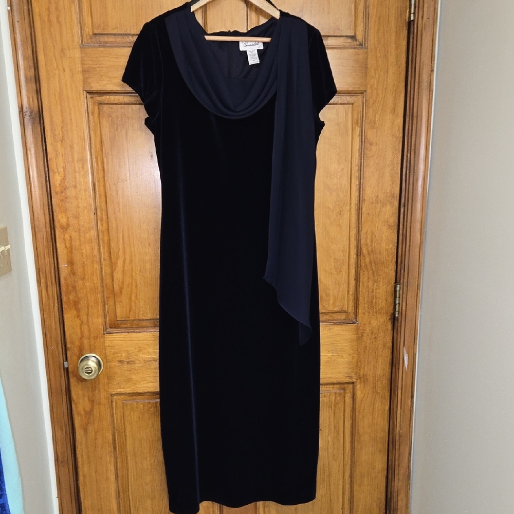 Connected Apparel Mid-Night Blue Maxi Dress with Drape